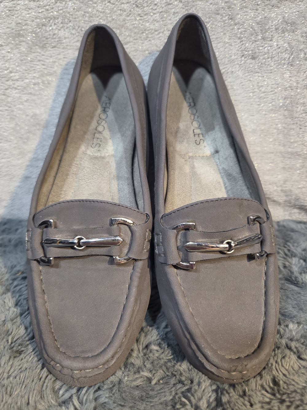 AEROSOLES Taupe Metal-Bit Loafers